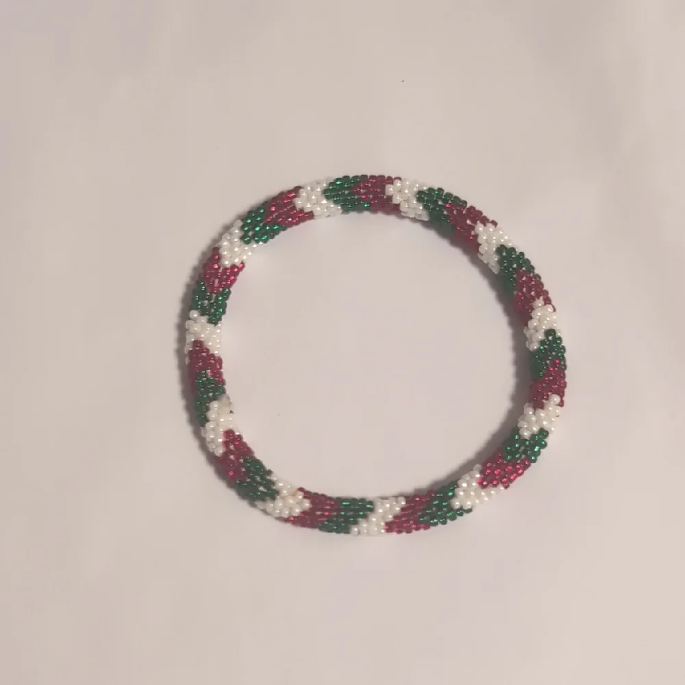 Elegant Beaded Bracelet - Red, Green,‎ and White